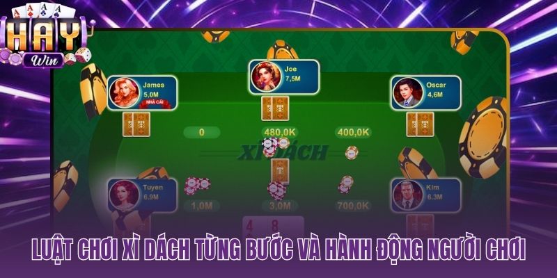 Trình tự chia bài và bốn hành động then chốt trong xì dách