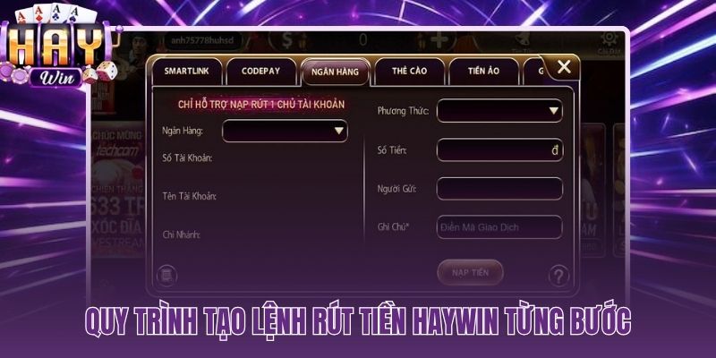 Toàn bộ thao tác rút tiền HAYWIN hoàn tất chỉ trong vài phút