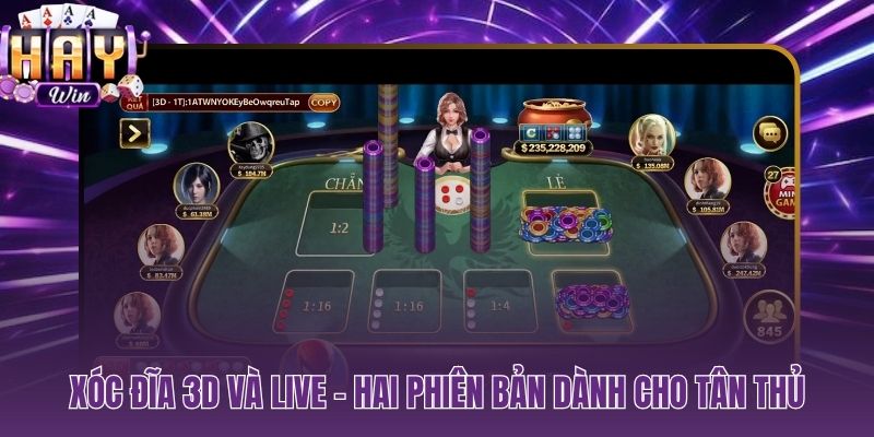 ALT: Hai phiên bản xóc đĩa tại HAYWIN 3D thoải mái và Live kịch tính
